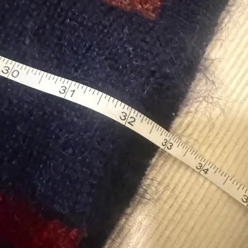 Vintage St. Michael Mohair Blend Tapestry Cardigan Coat Navy Red UK 10 Blue Size M