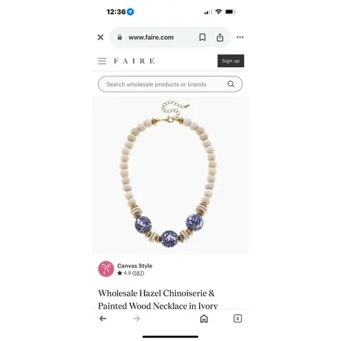 Hazel Chinoiserie & Painted Wood Necklace in Ivory