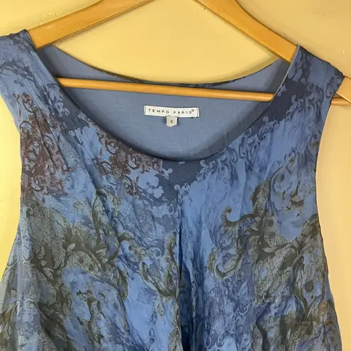 Tempo Paris Layered Whimsical Ornate Flutter Dress Size Small Blue Formal Wear