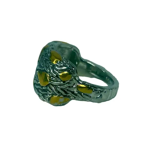 Silver and Gold Abstract Strokes Ring