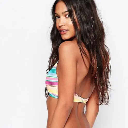 Hobie NWT Salt Air Stripe Keyhole High Neck Bikini Top Size Large