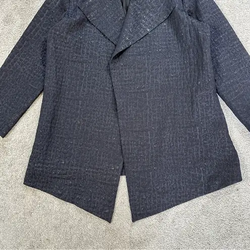 Chico's Chico’s Women’s Textured Jacquard Open Front Cardigan Blazer Jacket Black 2/US L