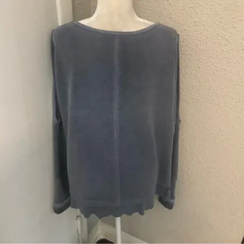 Vintage Havana Blue Crewneck High Low Cut Out Sweater L Made in USA Comfy Cozy