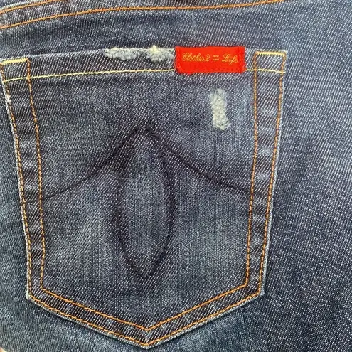 Level 99 flared leg darker denim jeans with rhinestone belt loops. Size 28 - Image 14