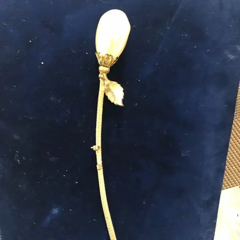 Vintage Stick Pins Hat Scarf Pins Pearl Gold Filagree Black Bead 6" Bundle Lot 2 White