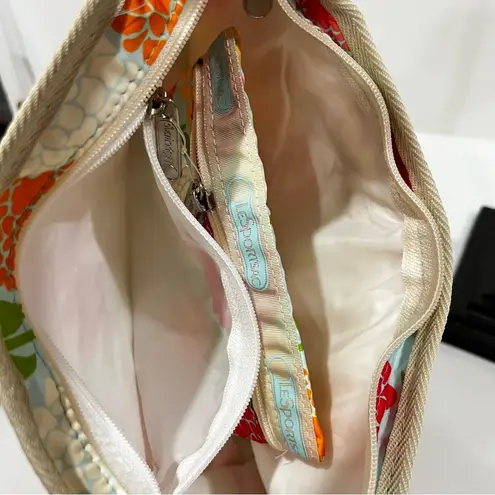 LeSportsac Hobo Bag Mums Floral Print With Pouch Lightweight Nylon Multicolored