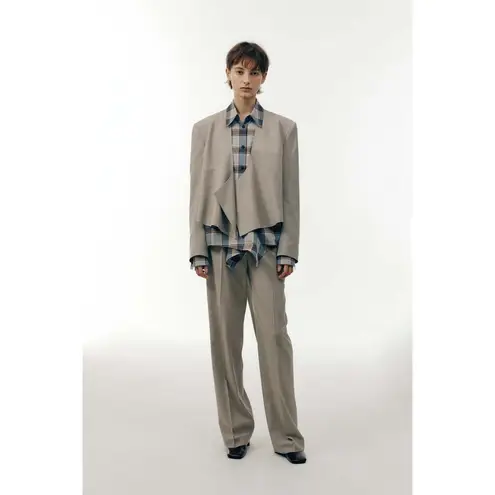 Low Classic Curved Neck Blazer Navy Blue