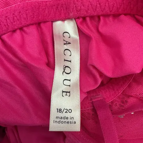 Cacique Hot Pink Lace Trim Slip Dress Nightie Lingerie Size 18/20
