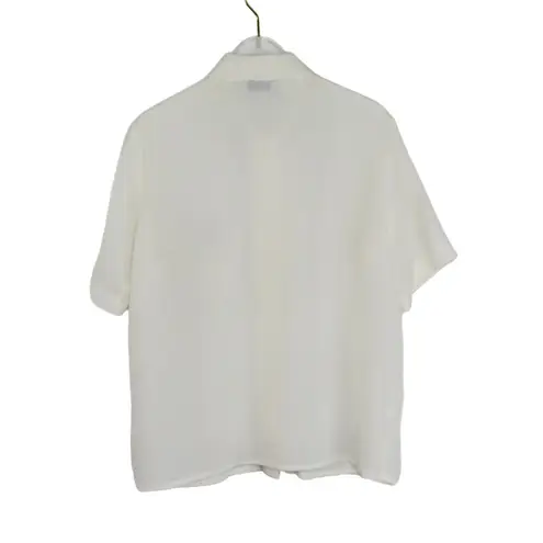 Kathy Lee 1980s Vintage White Floral Embroidered Pearl Beaded Blouse