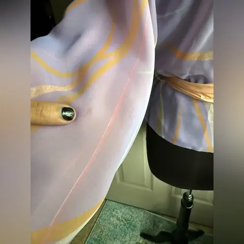 Vintage 70/80s handmade abstract pastel sheer wrap waist tie blouse, size 4/6 Purple
