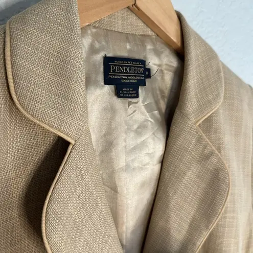 Pendleton Tan Blazer 100% Virgin Wool Size 8 Preppy Twee Academia College