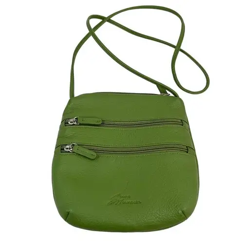 Stone Mountain  Crossbody Purse Bag Green Pebble Leather 8" x 7"