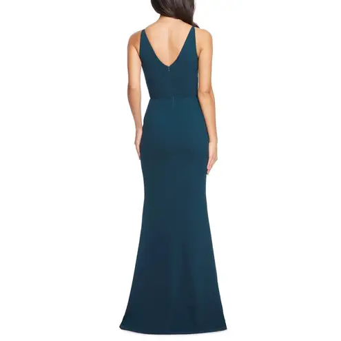 Dress the Population Jordan Ruched Side Slit V-Neck Cocktail Gown Size S