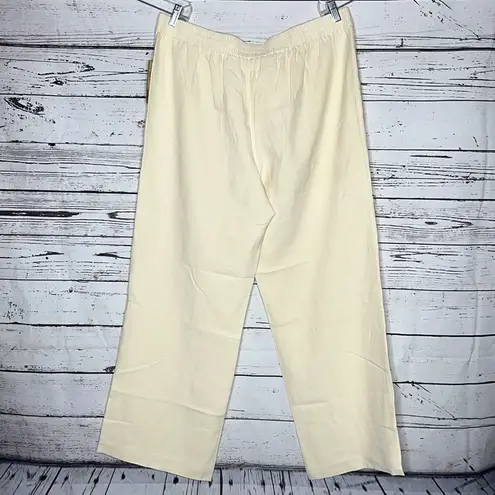 Coldwater Creek NWT 1X (16W-18W) Ivory Silk/Linen Blend Pull-On Wide Leg Pants