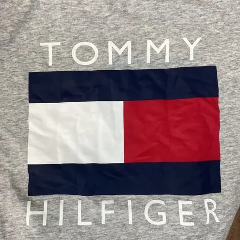 Tommy Hilfiger  Gray Logo Flag Print Short Sleeve Tee T Shirt NEW S