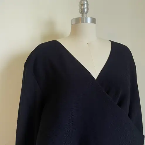 Lane Bryant Criss Cross Rib Knit Black Sweater