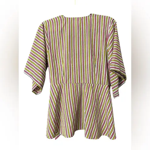 True Destiny tie front striped Vneck blouse