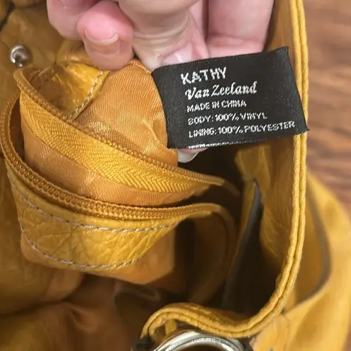 Kathy Van Zeeland Mustard Yellow Studded Shoulder Bag