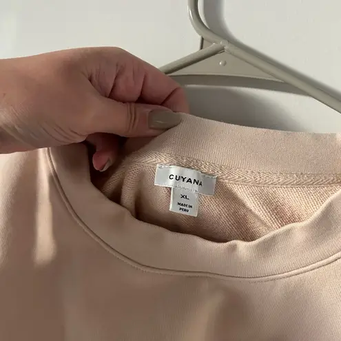 Cuyana Short Sleeve Sweatshirt with Tassels in Blush Pink size XL