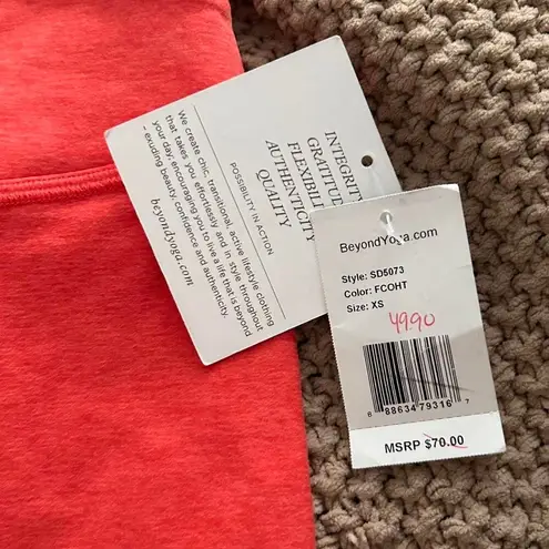 Beyond Yoga Spacedye At Your Leisure High-Waist Biker Shorts Fresh Coral NEW xs