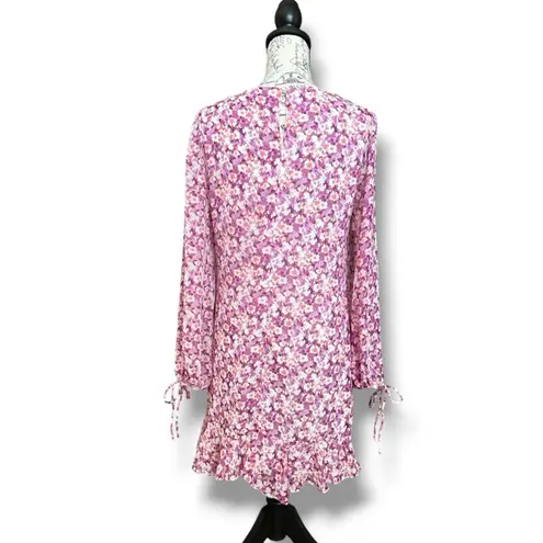 Petal and Pup Purple Pink Floral Long Sleeve Chiffon Midi Shift Dress US Size 8