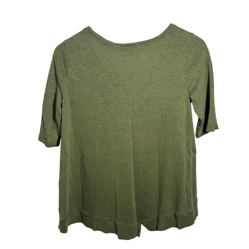 Habitat Clothes To Live In Top Women XS Olive Green Scoop Neck 100% Linen Spring