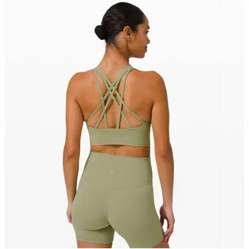 Lululemon  Free To Be Serene Sports Bra Longline Sage Green Size 6 Gym Strappy