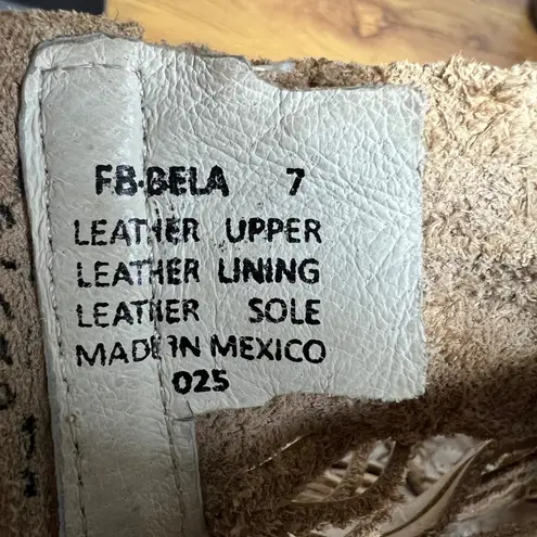 Freebird Bela Open Toe Disressed Leather Heels Size 7 Boho Western Beige Tan