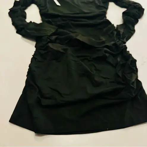 Susana Monaco Open Arm Gathered Long Sleeve Dress | Hunter Green | NWT | M