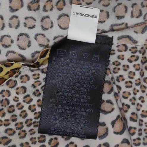 Norma Kamali Women Faux Wrap Dress Brown Leopard Print Ruched Midi Long Sleeve M