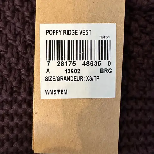 Woolrich Poppy Ridge Vest XS Knit Sleeveless Cardigan Brown Shawl Collar Toggle