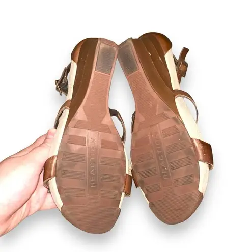 Kenneth Cole Reaction Cedar Brown Leather Strappy High Heel Wedges Sz 8.5 - Image 12
