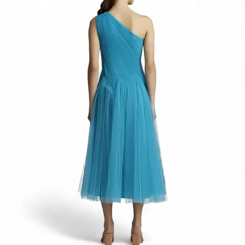 Zac Posen Turquoise One-Shoulder Tulle Midi-Dress MSRP $795.00 Sz 14 NWT