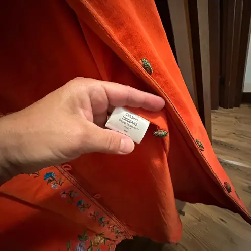 NWT CU It's Only Rock 'n Roll Embroidered Cotton Velvet Long Line Jacket M Size M