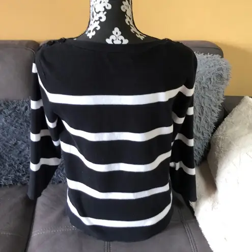 LAUREN JEANS Blue & White 3/4 Sleeve Top Size M Size M