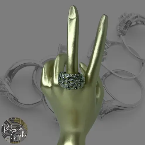 Silver and Gold Feather Ring