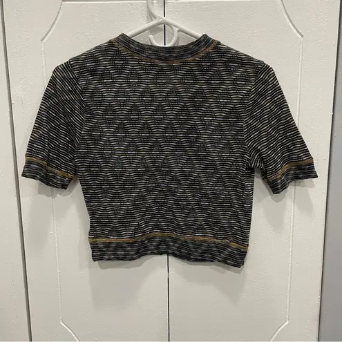 Free People NWOT  Orange, White & Blue Cropped Tee