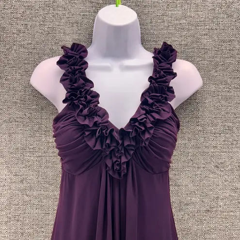 Valerie Bertinelli Y2K Baby Doll Dress Size 6 Purple Berry Ruffle Fairy Whimsigoth Stretchy Knit