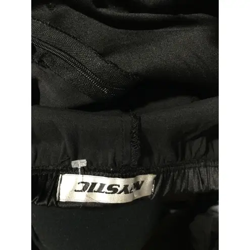 Mystic Sleek Ruffle Dress Party Cocktail Evening Black Size Small Silver