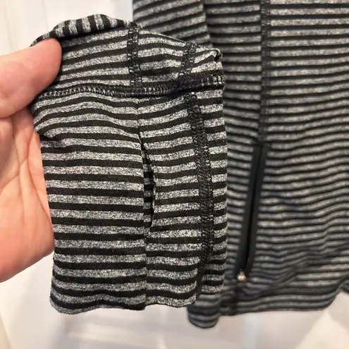 RBX Women’s Small Full Zip Lightweight Activewear Jacket Black Gray Striped Black