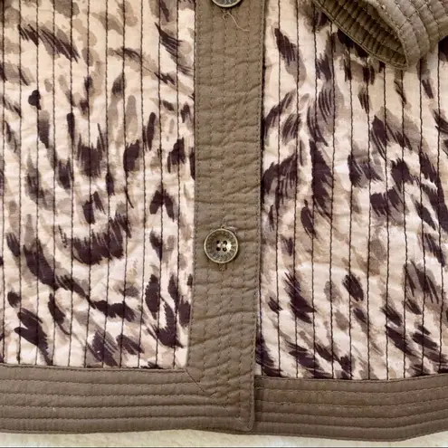 Alfred Dunner Jacket Cotton Brown Tan Quilted Button Up Lightweight Size 16