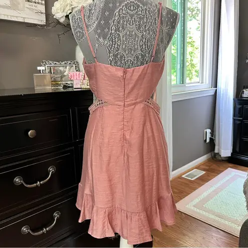 INDIKAH Rose Mauve Cutout Mini Dress – Size M