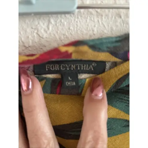 For Cynthia Big Floral Linen Skirt, Lg