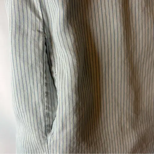 Thread + Supply long shirt short Sleeve button Down striped Large Pocket Tencel Blue