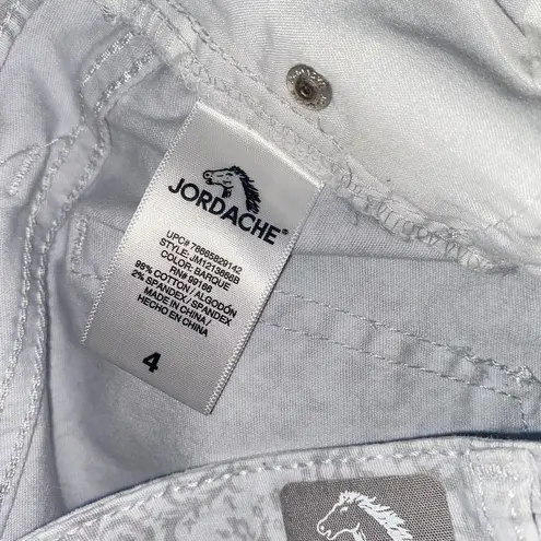 Jordache White Gray Damask Print Wash Denim Skinny Crop Stretch Jeans Size 4