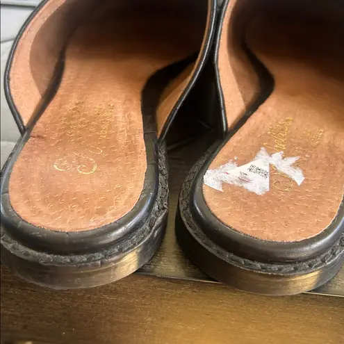 Seychelles black leather pointed toe ladies mules size 6.5 medium preppy