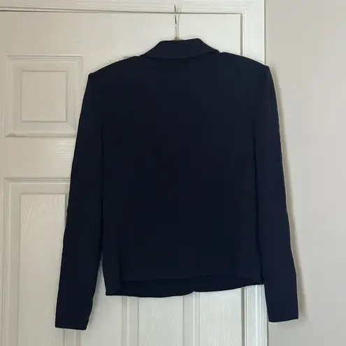 St. John Collection Sweater Blazer Navy Blue Vintage Size 10 Pearl Button Retro