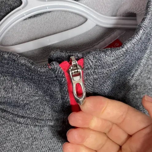 Spyder core sweater heathered grey and neon pink full zip soft shell jacket sz L