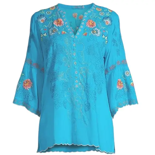 Johnny Was extremely heavily embroidered bell sleeved Maverick blouse NWT RARE