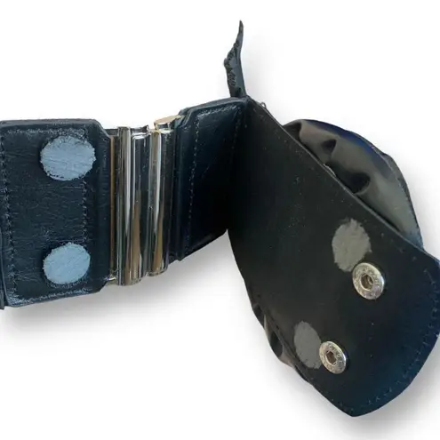 Vintage Belt Black Oversized Floral Detail Stretch Ruffle Romantic Statement